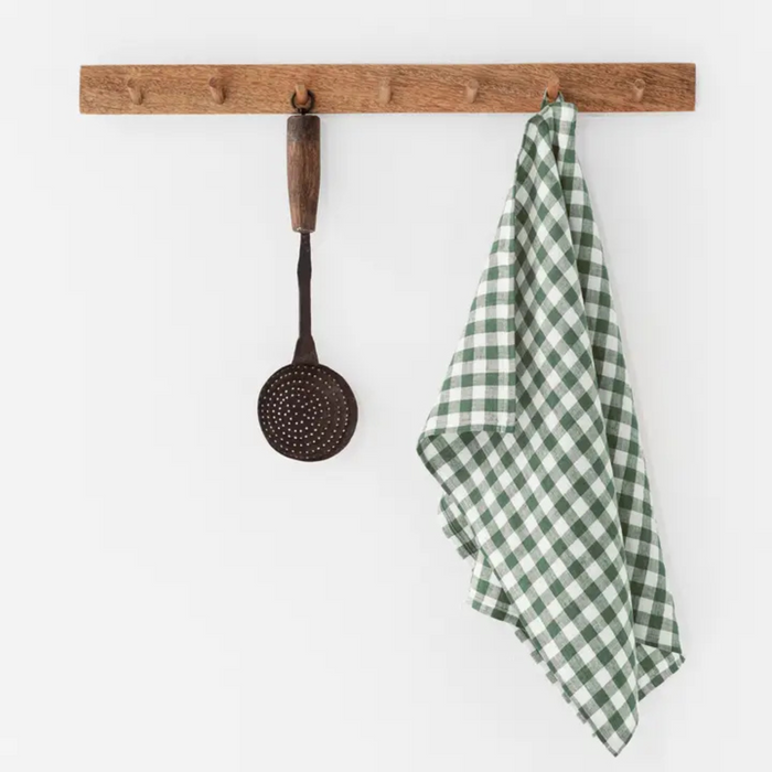 Linen Tea Towel - Forest Green Gingham