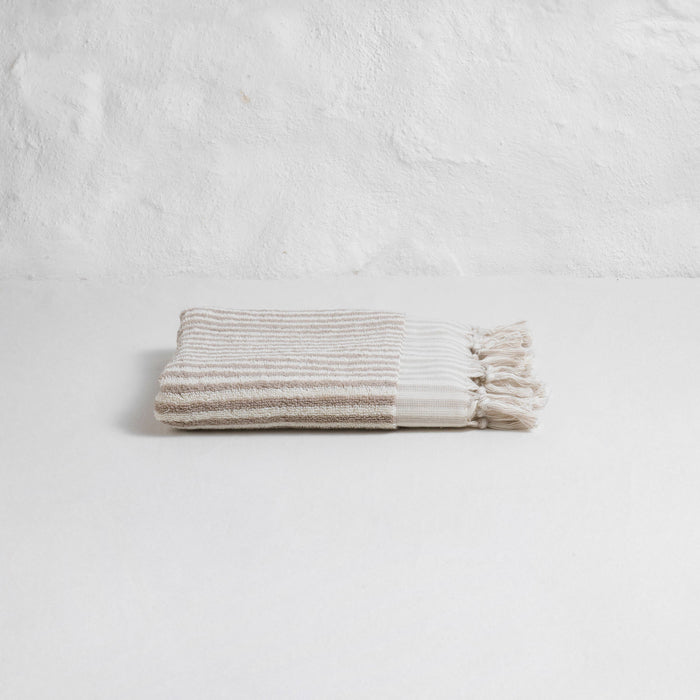 Striped Terry Hand Towel: Taupe