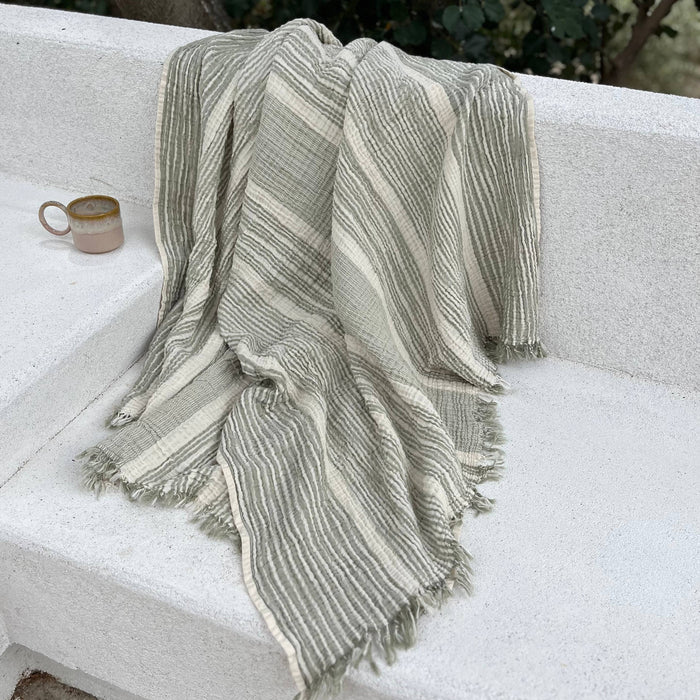 Muslin Cotton Throw - Sage Green