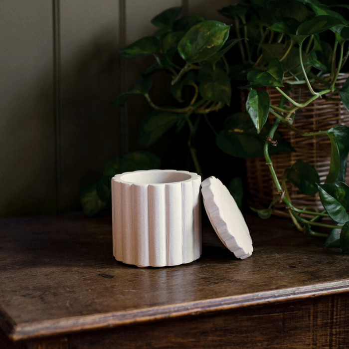 Sandstone Ribbed Storage Jar - Medium