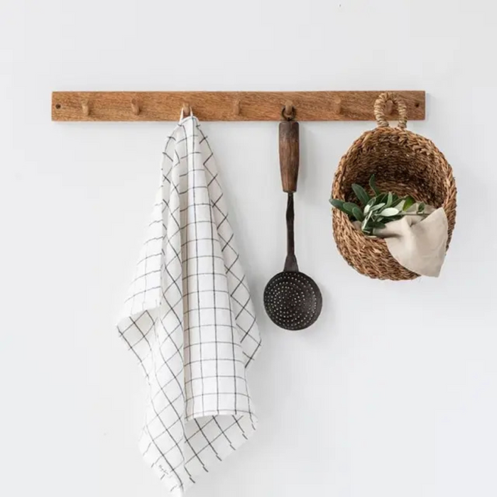 Linen Tea Towel - Charcoal Grid