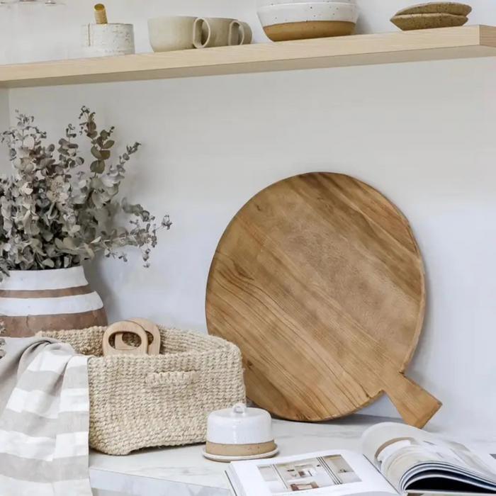 Pure French Linen Tea Towel - Natural Wide Stripe